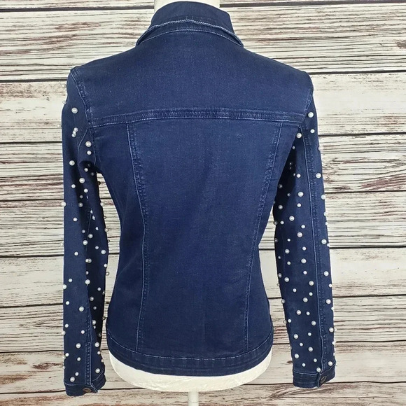 Women with Control XXS Jean Jacket w/ Pearl Sleeve - Picture 4 of 8